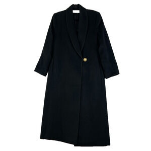 L. Magnin Coat Women's Large Black Double Breasted 100% Cashmere Golded Button